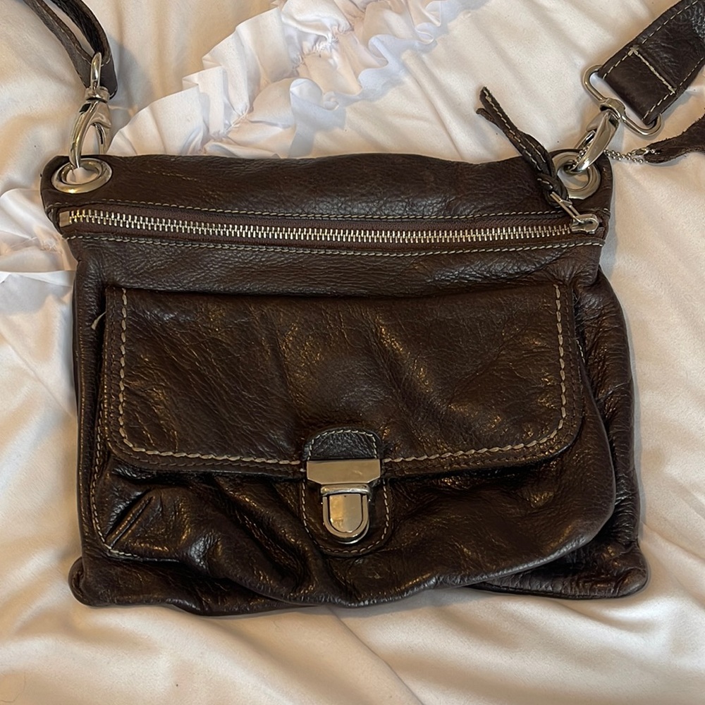 Roots - brown leather hand bag/crossover